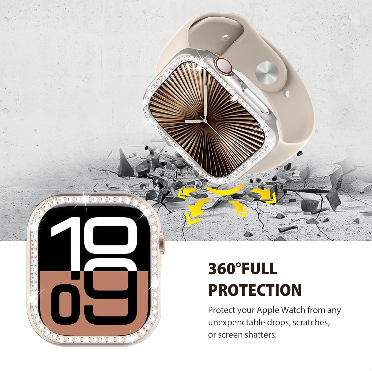 Apple Watch 10 Serisi 46mm Taşlı Kılıf ve Ekran Koruyucu - Detay
