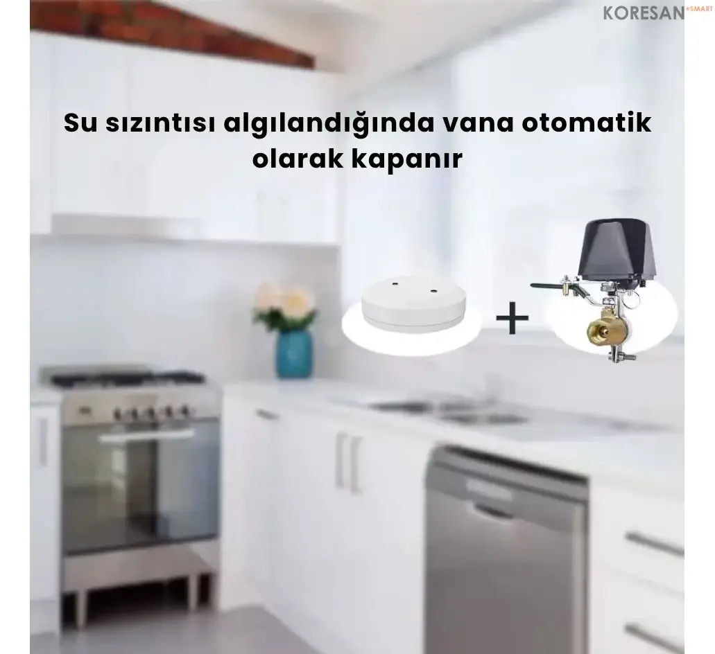 Sızıntı sensörü ile otomatik kapatma - Tuya Akıllı Su Gaz Vanası