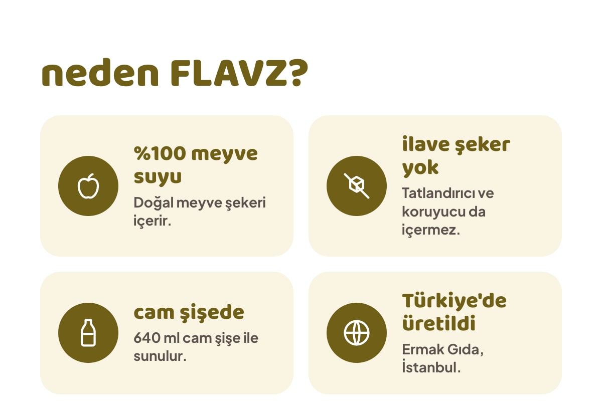 FLAVZ %100 Armut Suyu 640 ml bilgi görseli 2
