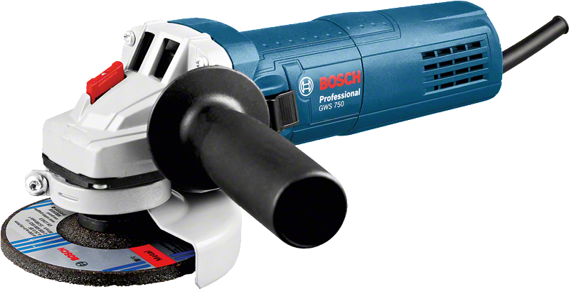 Ergonomik yan saplı Bosch GWS 750 açılı taşlama makinesi.