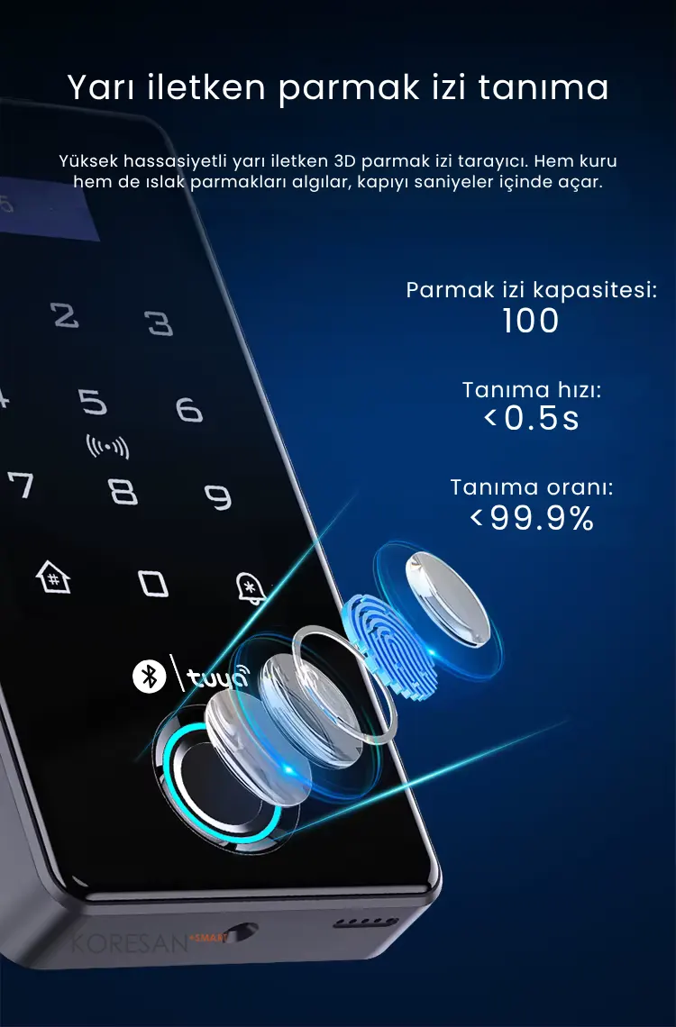 AC-100 Tuya Bluetooth Parmak İzli Akıllı Geçiş Sistemi IP67 yarı iletken parmak izi tanıma teknolojisi