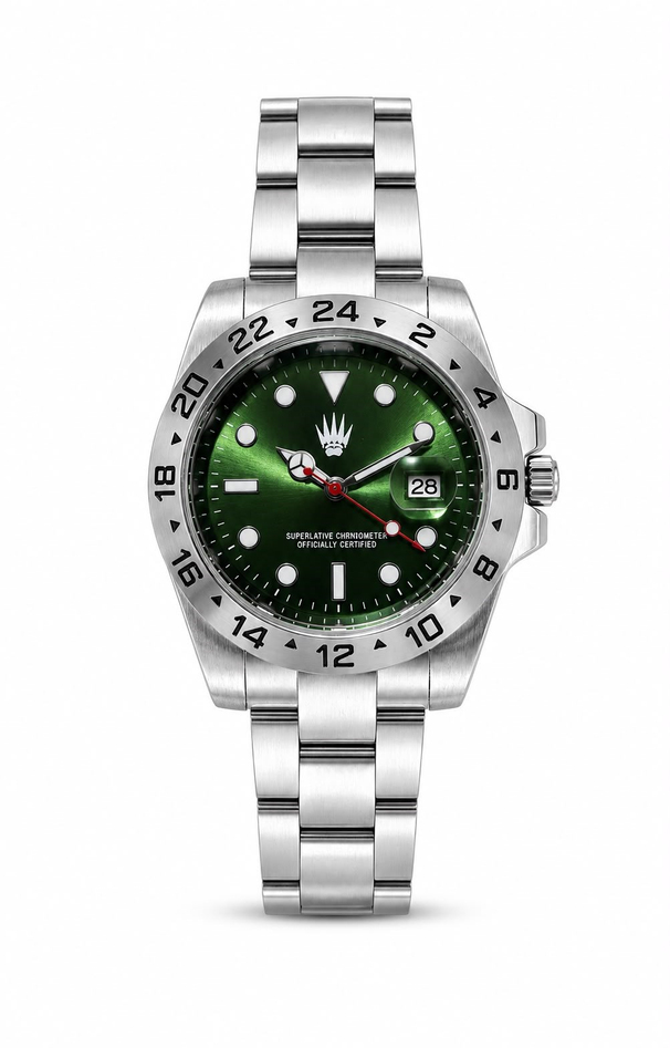 Daytrack Silver Green saatin önden kasa ve çelik kordon görünümü
