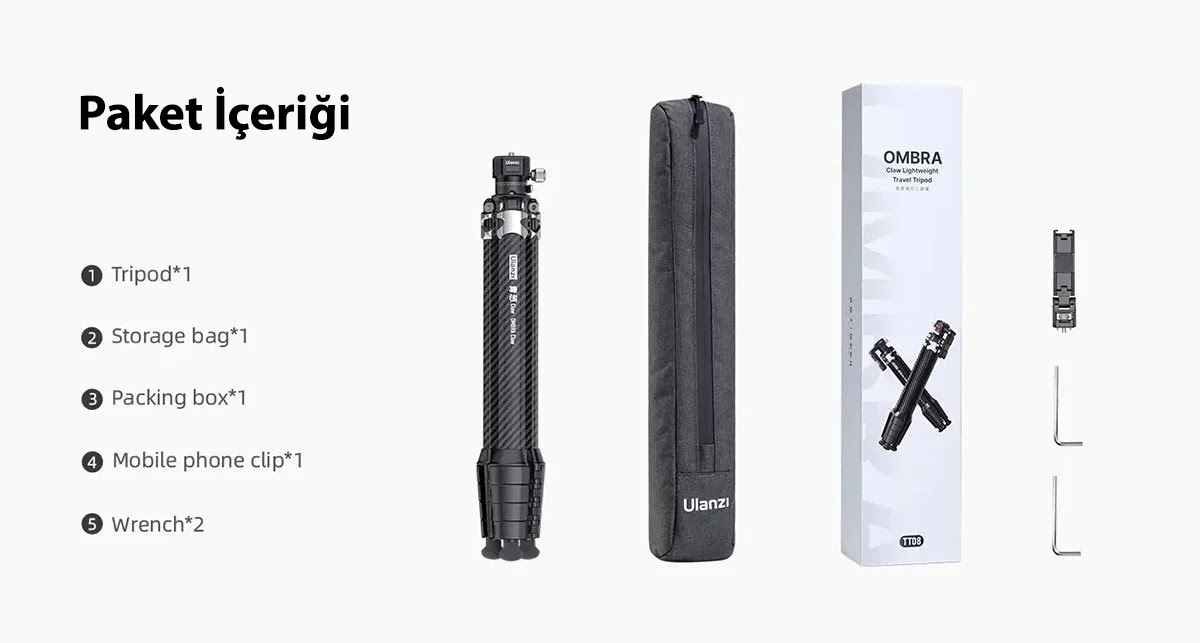 Ulanzi Ombra Claw Kutu içeriği