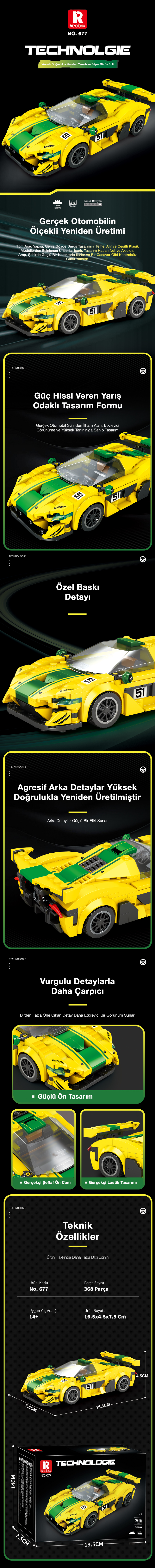 Reobrix Sports Car McLaren P1 GTR 677 Brick Yapım Seti