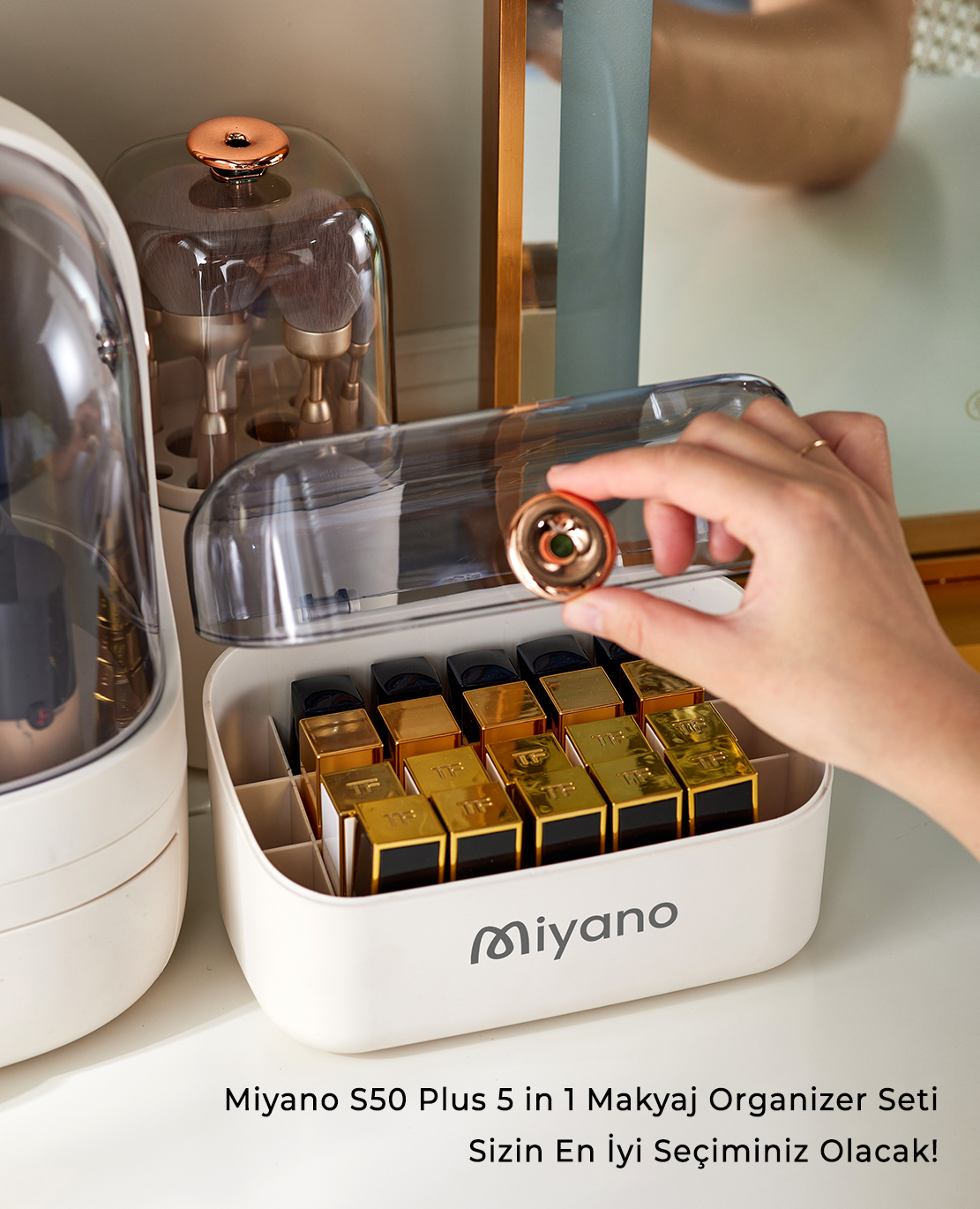 Miyano S50 Plus 5 in 1 Makyaj Organizer Seti (Beyaz)