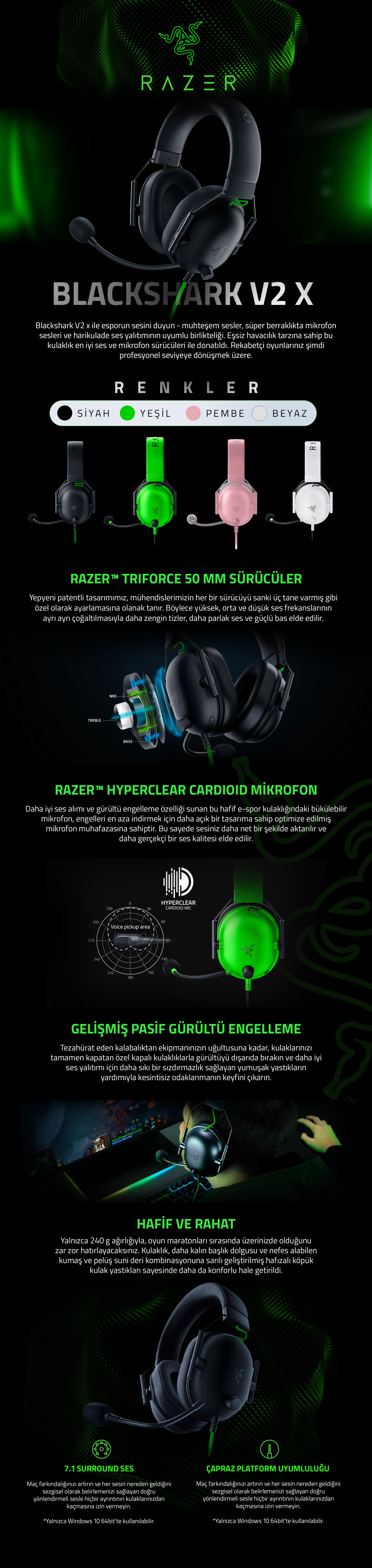 Razer BlackShark V2 X Kablolu Kulaklık Pembe Fiyatı
