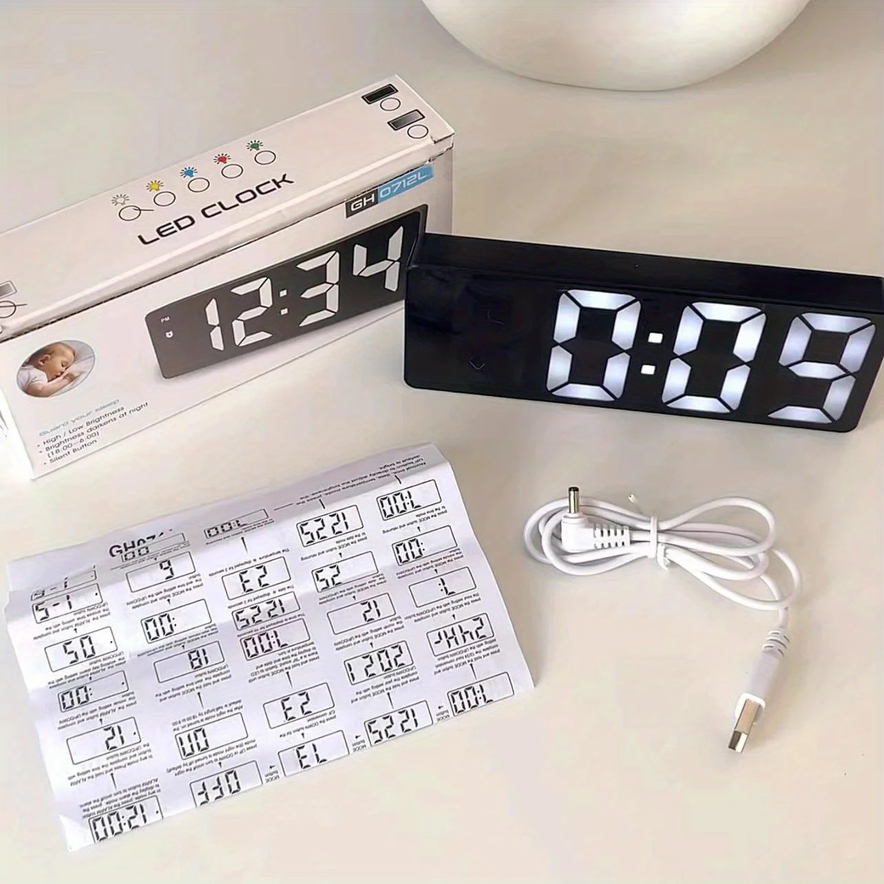 led ayna masa dijital alarm uyku zamanı masaüstü elektronik masa saatleri masa ayrıntılar 8