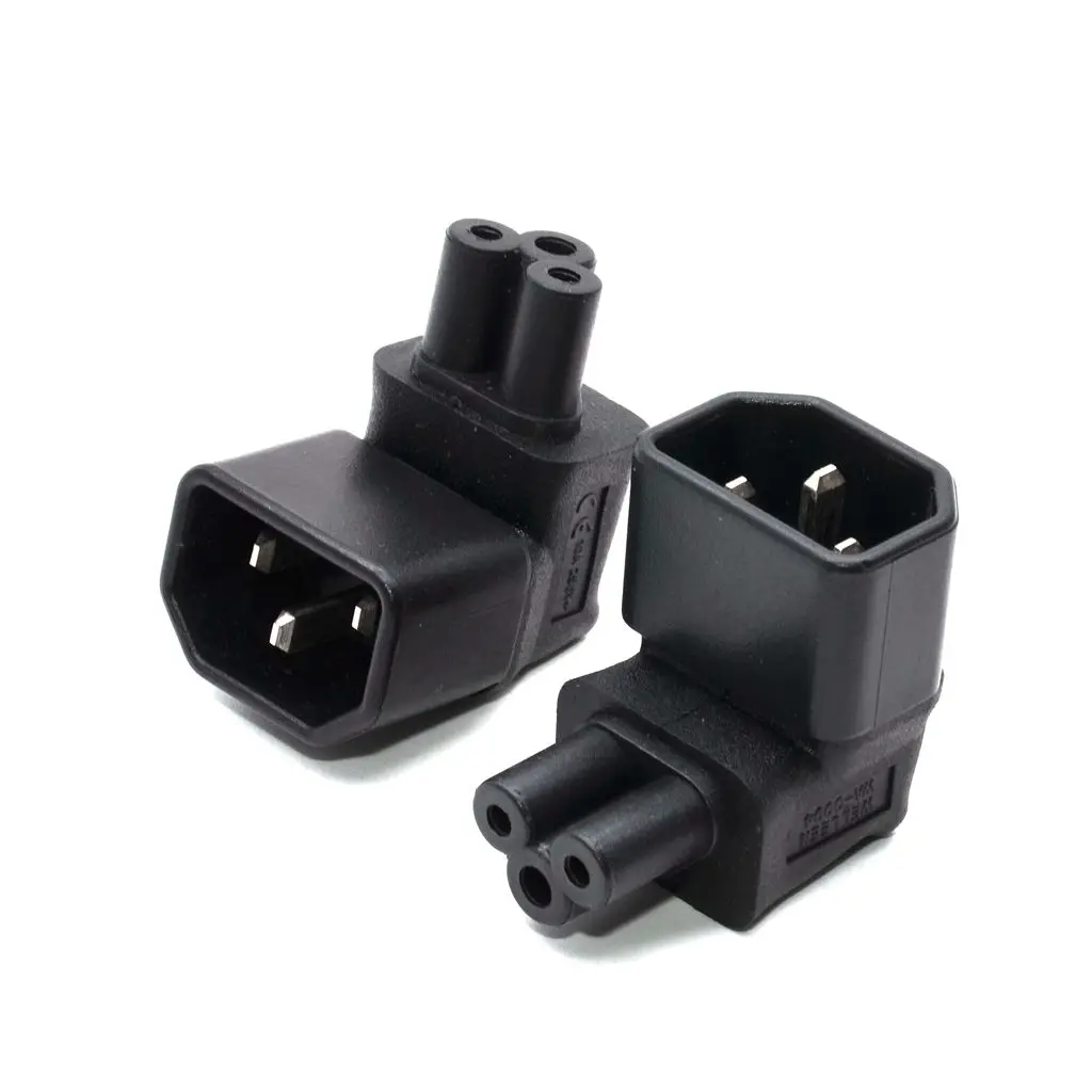 IEC 90 Degree Adapter 3 Poles Male C14 to Micky C5 Up Direction Angled Extension Power Adapter