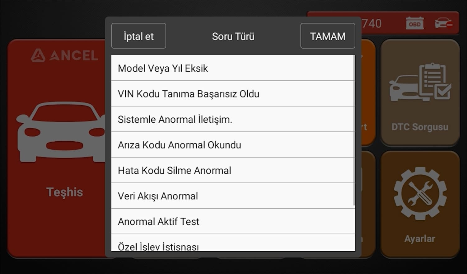 Ancel V5 BT Uygulama Ekran Görüntüsü