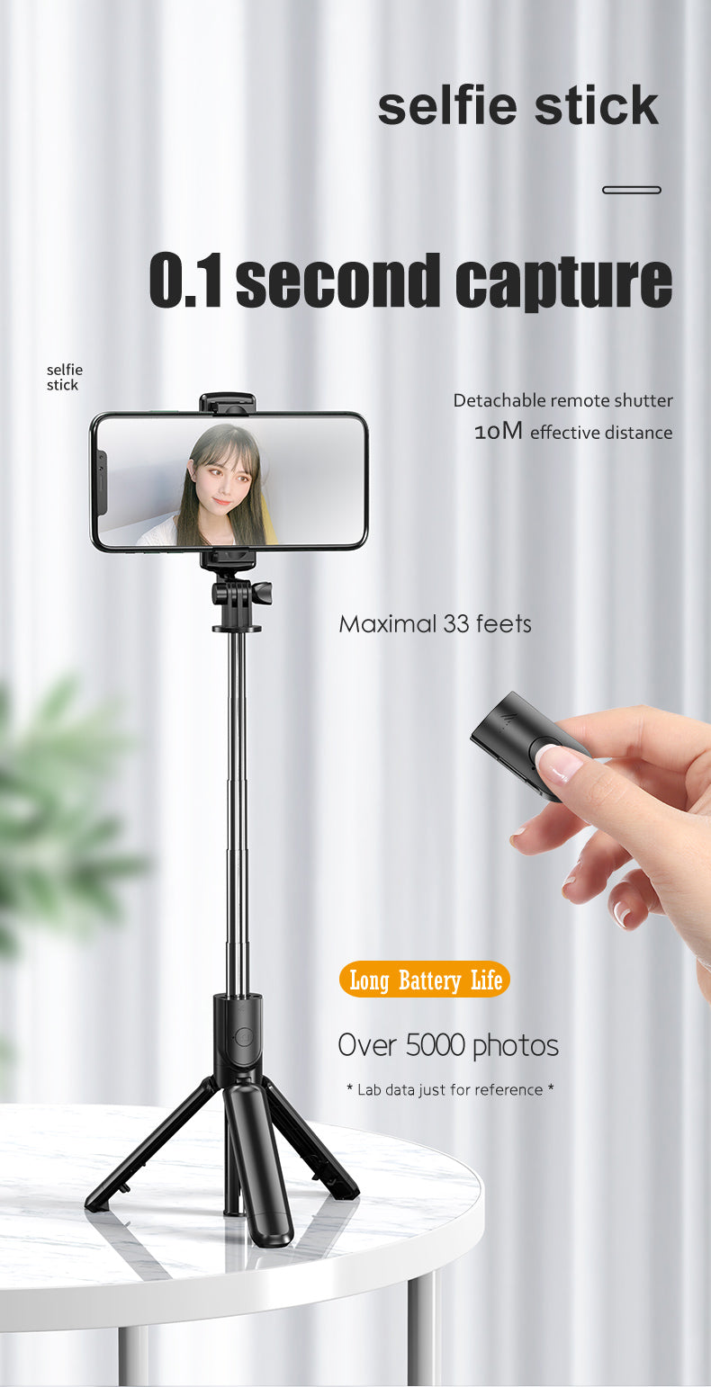 S03 Sökülebilir klips 360 Derece Dönen Kablosuz Taşınabilir Cep Telefonu İçin Selfie Çubuğu Tripod