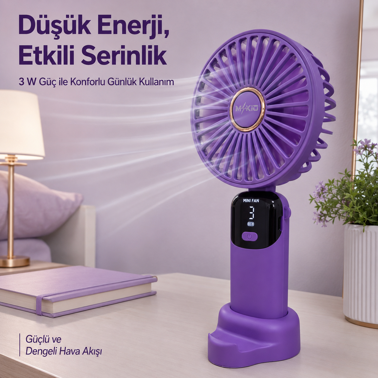 MKİO 3 watt düşük enerjili masaüstü mini fan