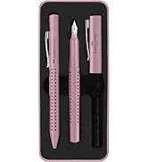 Faber-Castell 201528 - Grip 2010 yazı seti, tükenmez kalem ve dolma kalem, pembe gölgeler, 1 adet