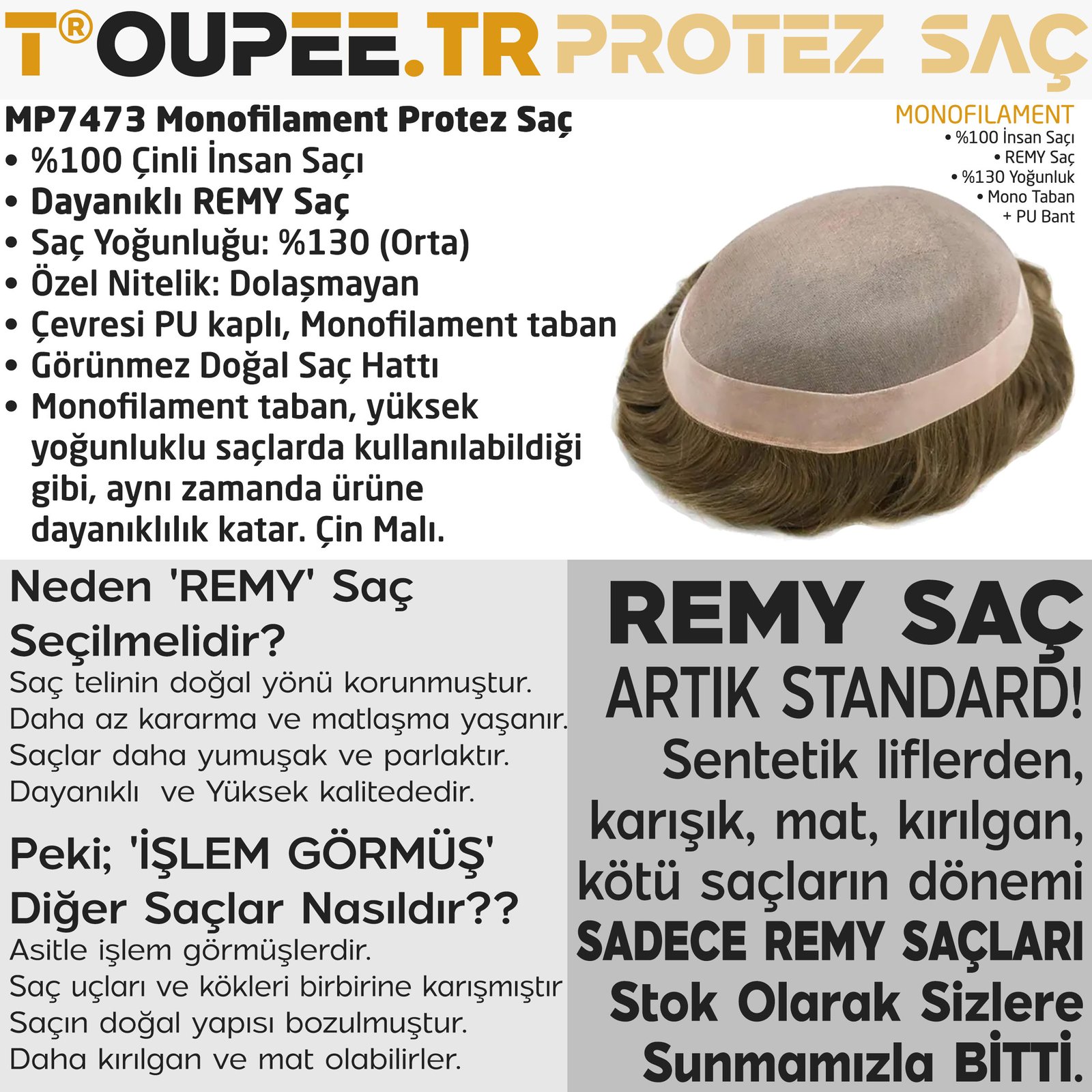 MP7473 Monofilament Protez Saç