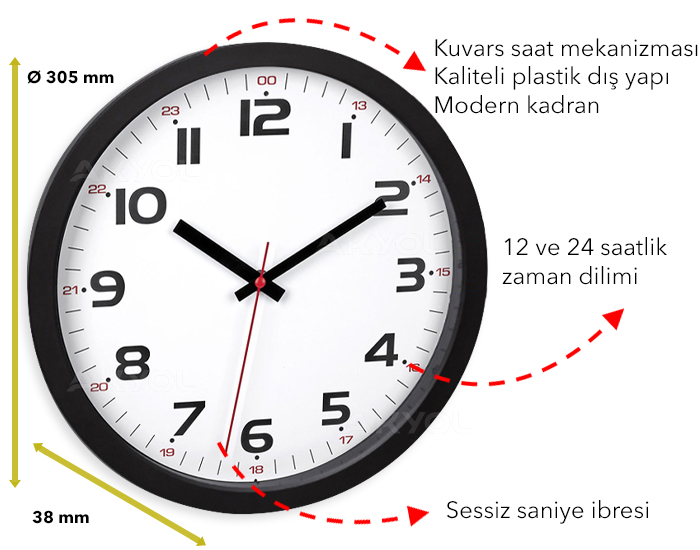 tfa quartz analog duvar saati