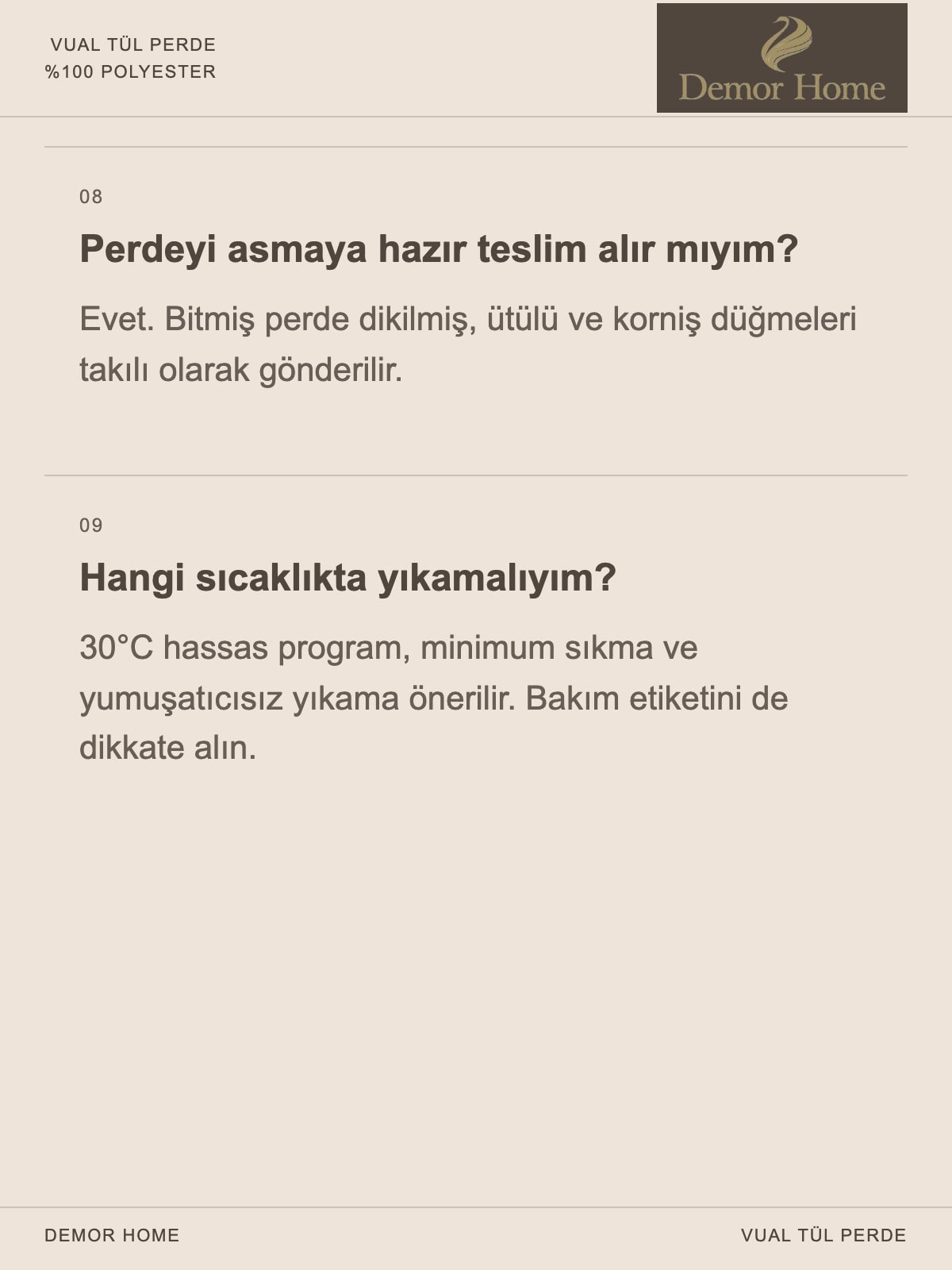 DEMOR HOME vual tül perde: Ürün hakkında 18 soru