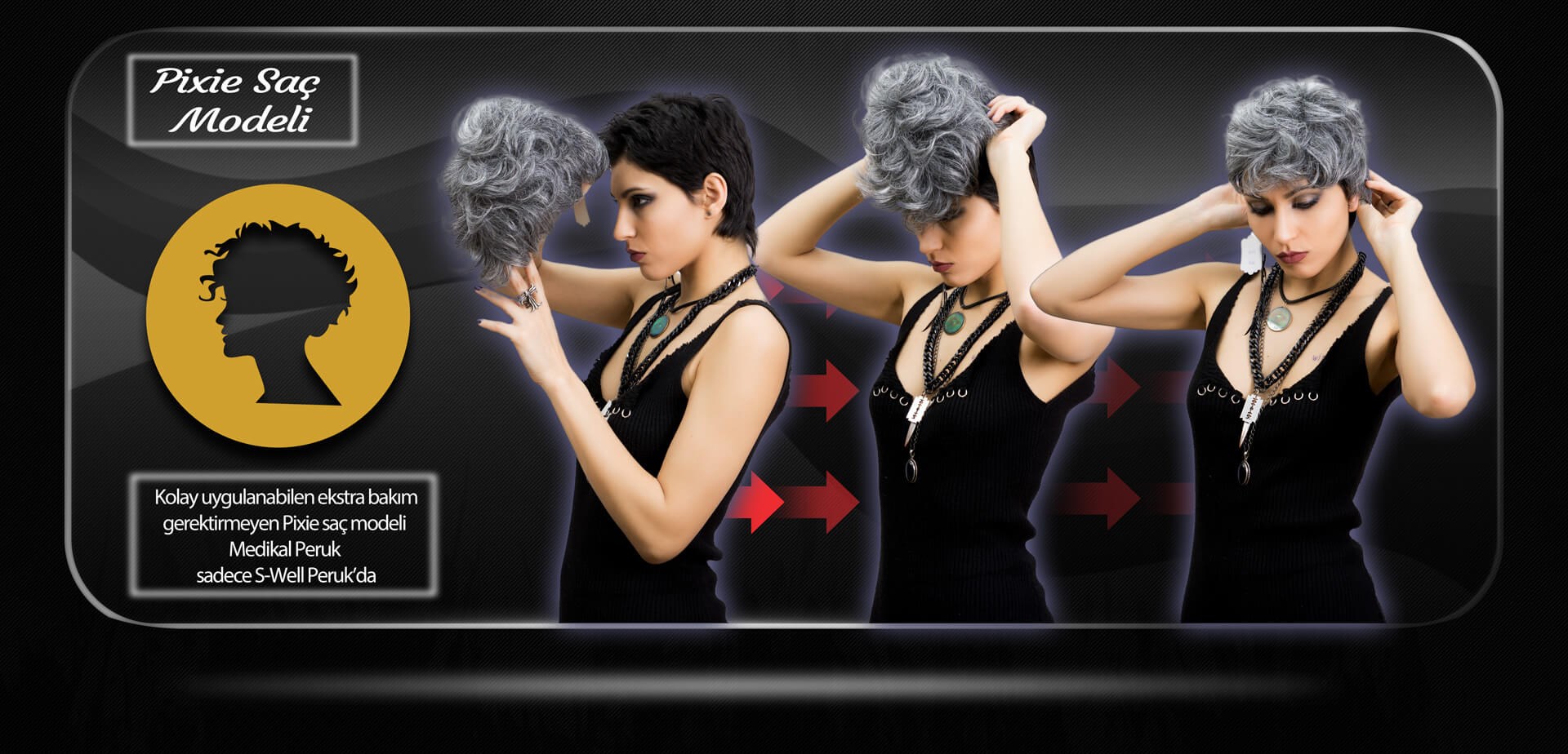 Pixie Kadın Medikal Kısa Peruk Modeli
