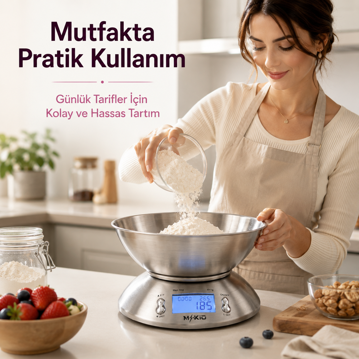 MKİO mutfak terazisi günlük tariflerde kullanım