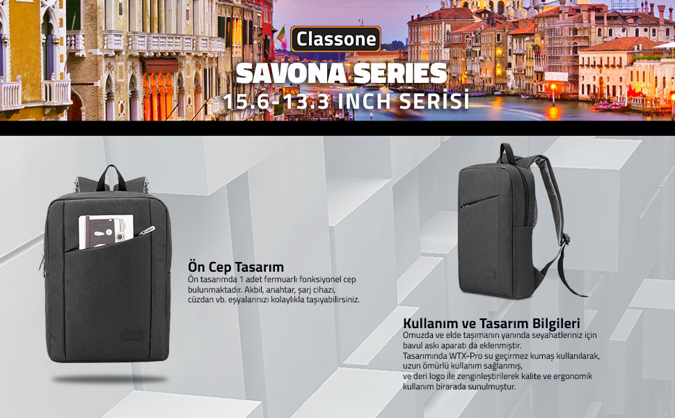 Classone; Savona; BP-SV104; Laptop Sırt Çantası; Notebook Sırt Çantası; PC;Notebook; Sırt Çantası;
