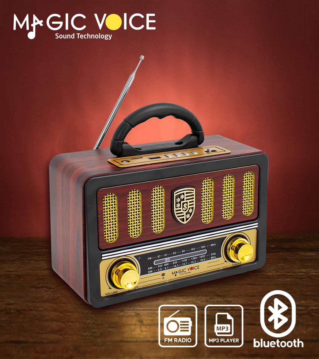 MagicVoice MV-114BT USB - SD - FM - Destekli Nostaljik Radyo