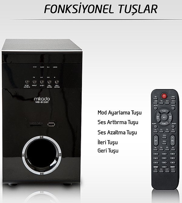 Mikado MD-813BT 5+1 USB-SD-FM-Bluetooth Ses Sistemi