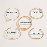 5 /takım bilezik, minimalist geometrik yuvarlak alaşım bilezik bileklik, retro trendy düğümlü açık manşet bilezik seti kadınlar için ayrıntılar 3