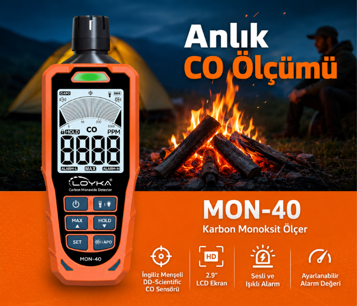 MON-40 karbonmonoksit ölçerin genel kullanım ve alarm özellikleri