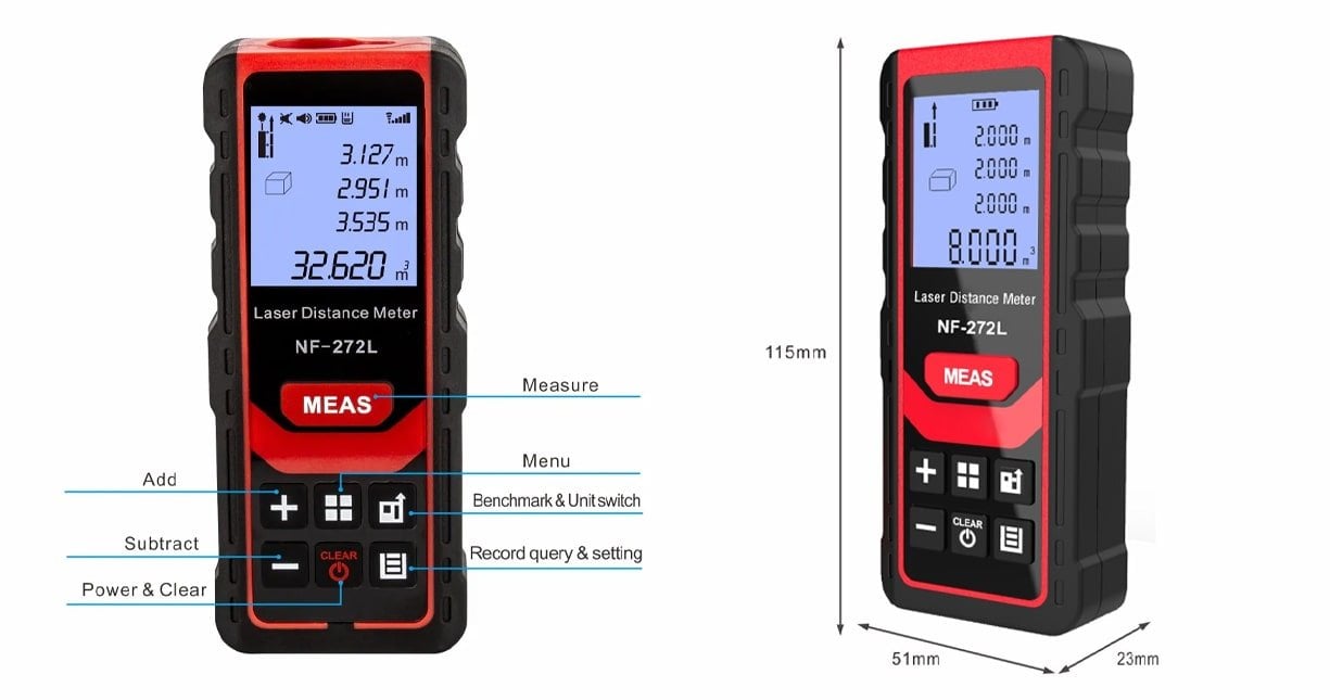 Noyafa NF-272L Mesafe Ölçer Ölçüleri