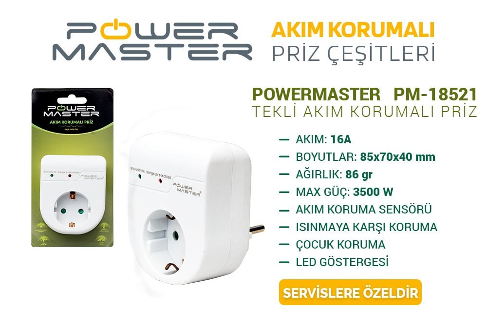 Powermaster PM-15821 Akım korumalı priz