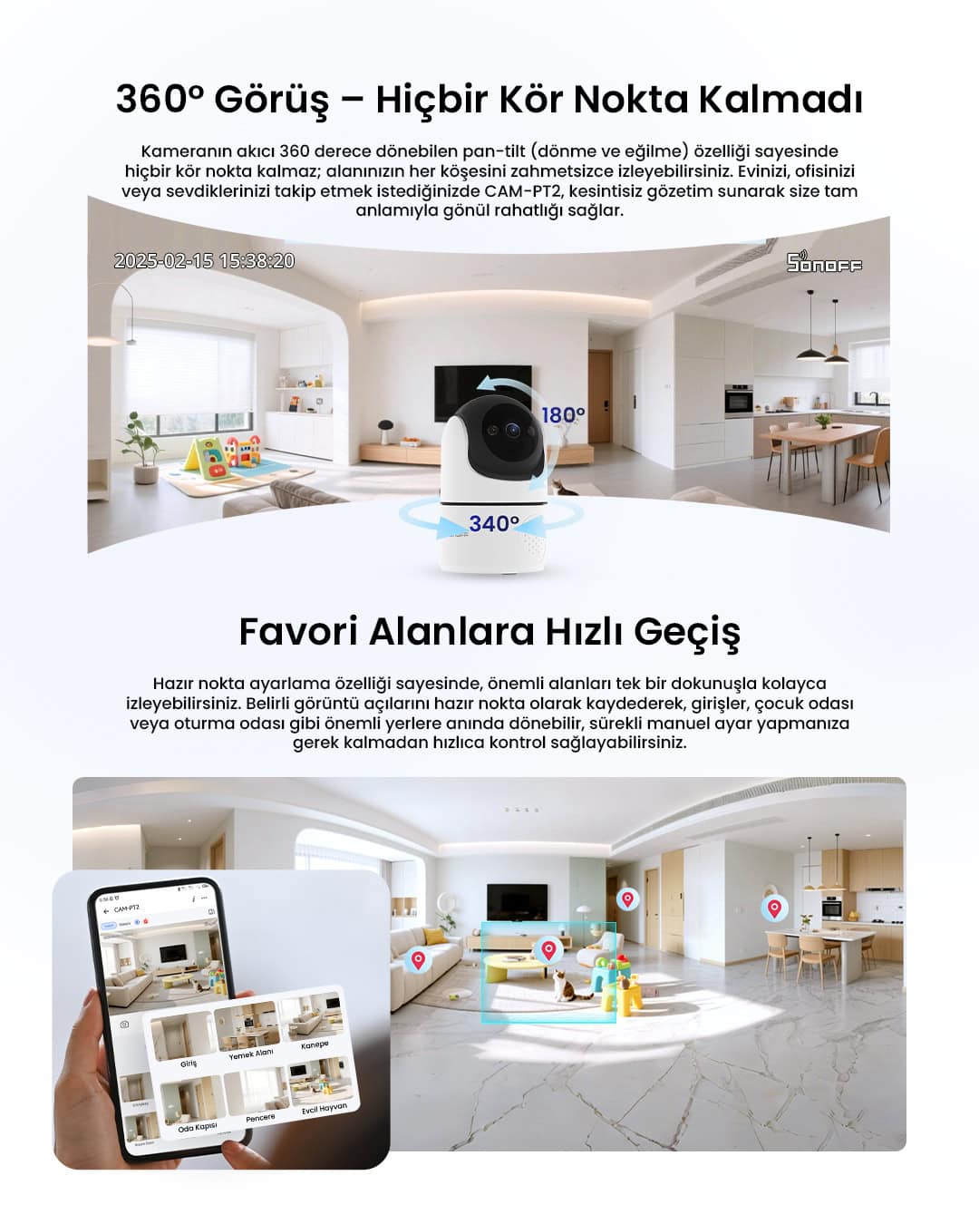 SONOFF CAM Pan-Tilt 2 Akıllı Kamera 360° Derece Hareketli