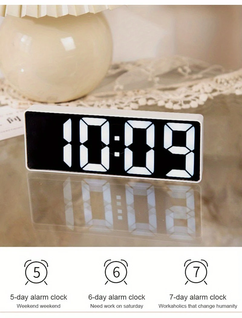 led ayna masa dijital alarm uyku zamanı masaüstü elektronik masa saatleri masa ayrıntılar 2