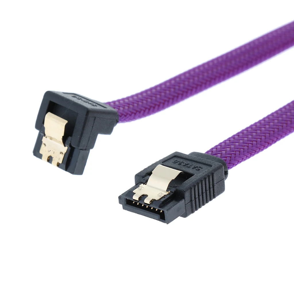 7Pin SATA 3.0 Data Drive Cable with Locking Latch 500mm Straight to Right Angle Hard Drive Cord Lead