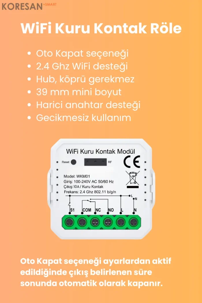 WiFi Kuru Kontak Röle oto kapat ve kompakt röle özellikleri