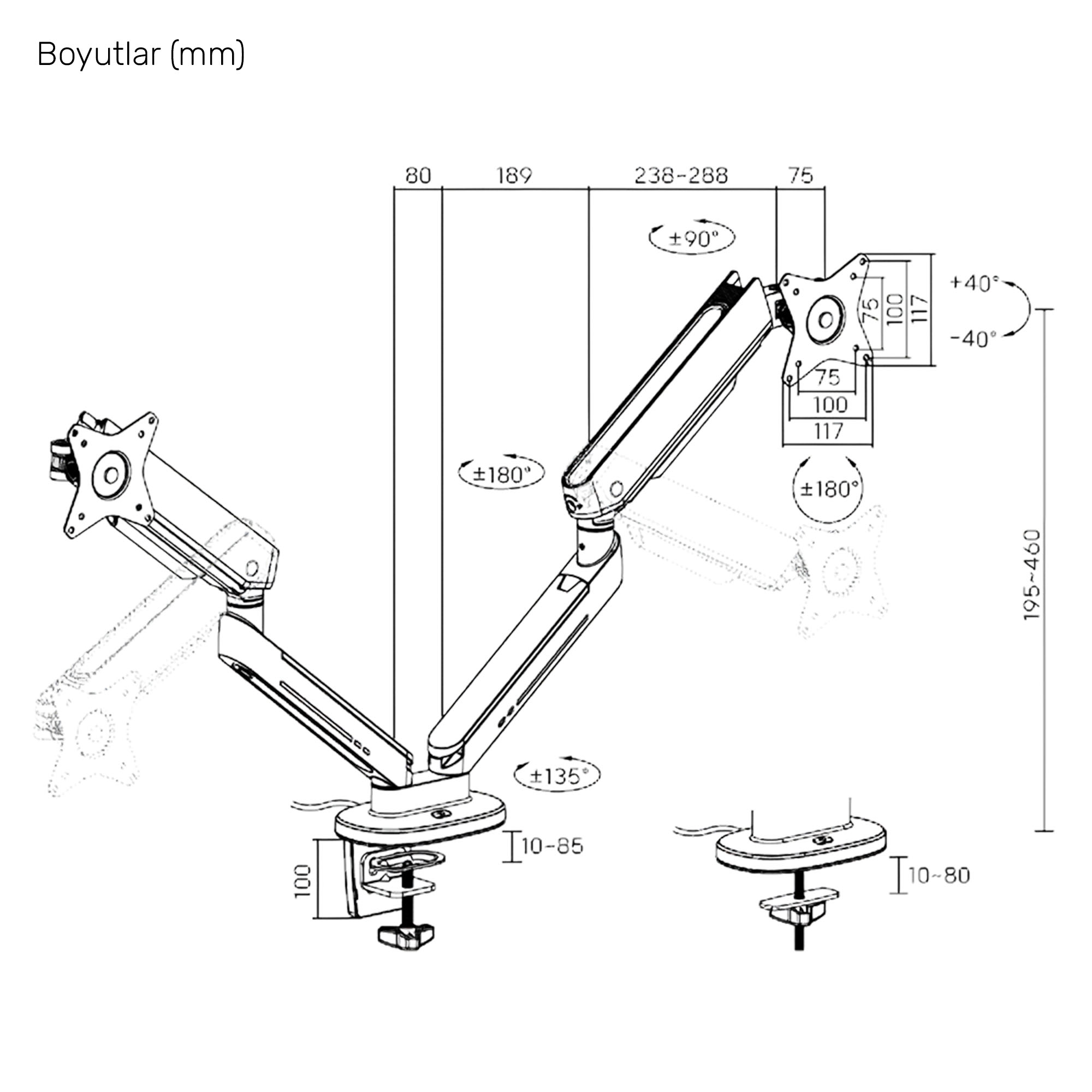 NPO STD49024 Monitör Kolu