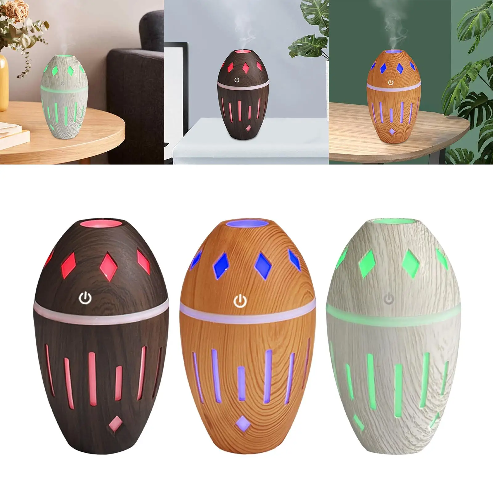 Cool Mist Humidifier, Silent Portable Wood Grain Air Humidifier for Tabletop Nursery Living Room