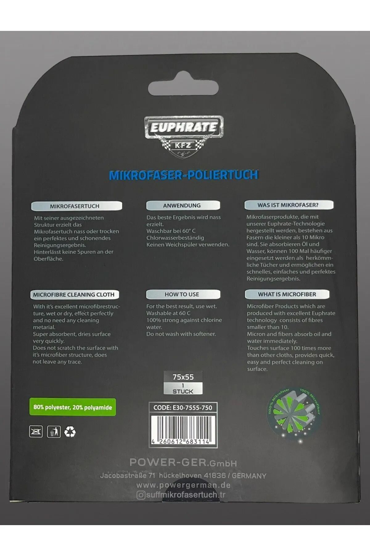 EUPHRATE KFZ 75x55cm Alman Üretim Tank Bezi