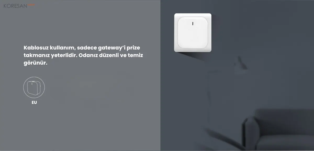Tuya XB3 Bluetooth Gateway kablosuz kullanım ve EU priz uyumlu Bluetooth akıllı ev gateway tanıtım görseli