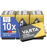 Varta 9 V blok pil, 10 adet, Power on Demand, alkalin, saklama paketi, akıllı, flexi...