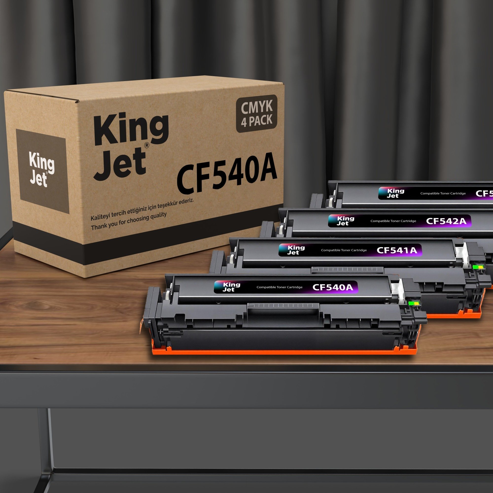 KingJET CF540A uyumlu çipli toner 4'lü paket