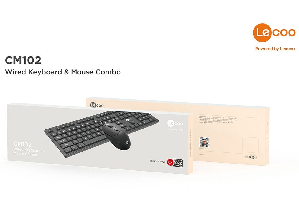 Lenovo CM102 USB Kablolu Q Klavye - Mouse Set