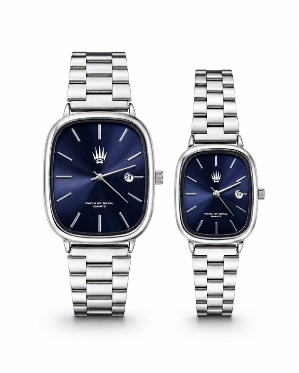 Classic Time Silver Lacivert saatin lacivert kadranı ve silver tonlu çelik kordonu