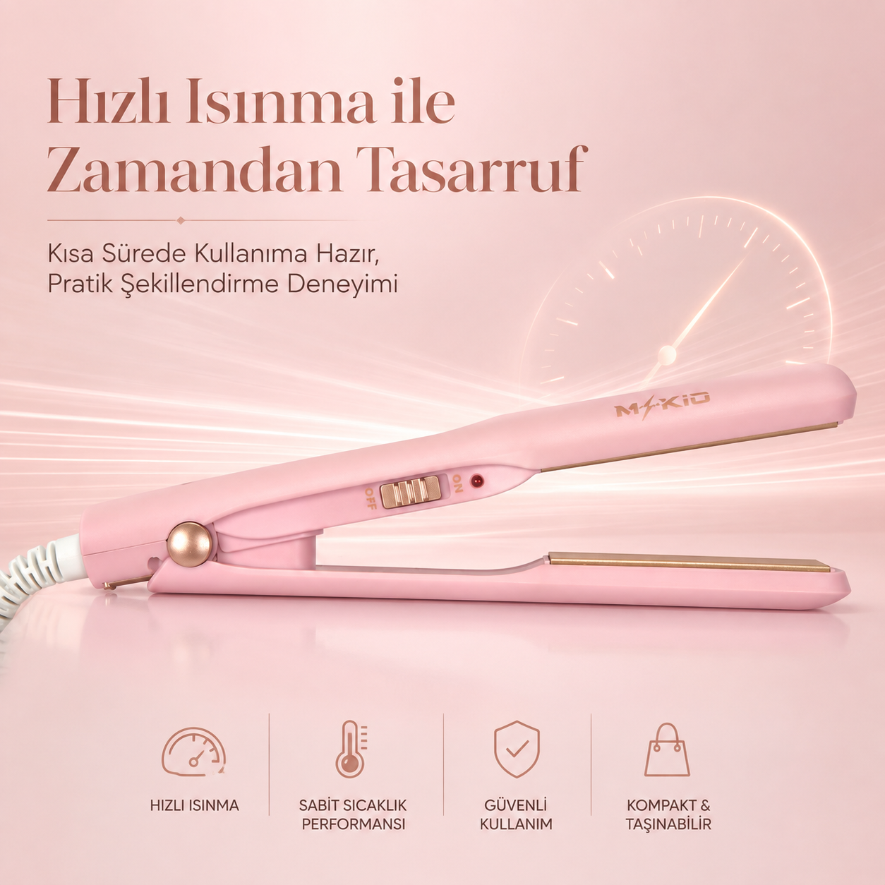 MKIO hızlı ısınan mini saç düzleştirici