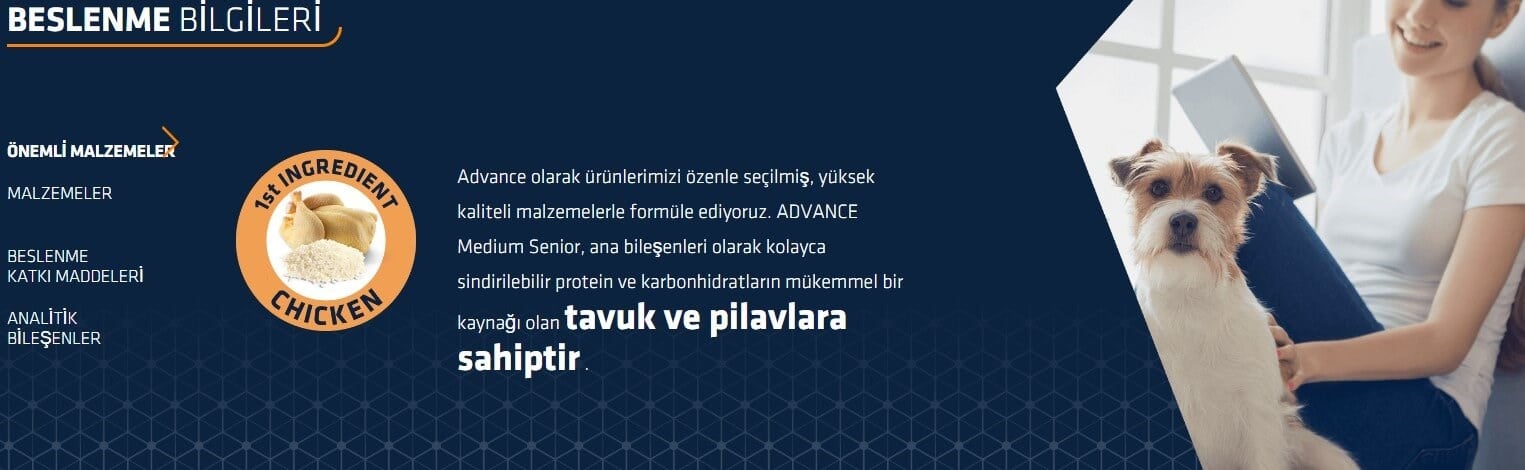 Advance Senior Medium Tavuklu Orta Irk Yaşlı Köpek Maması 