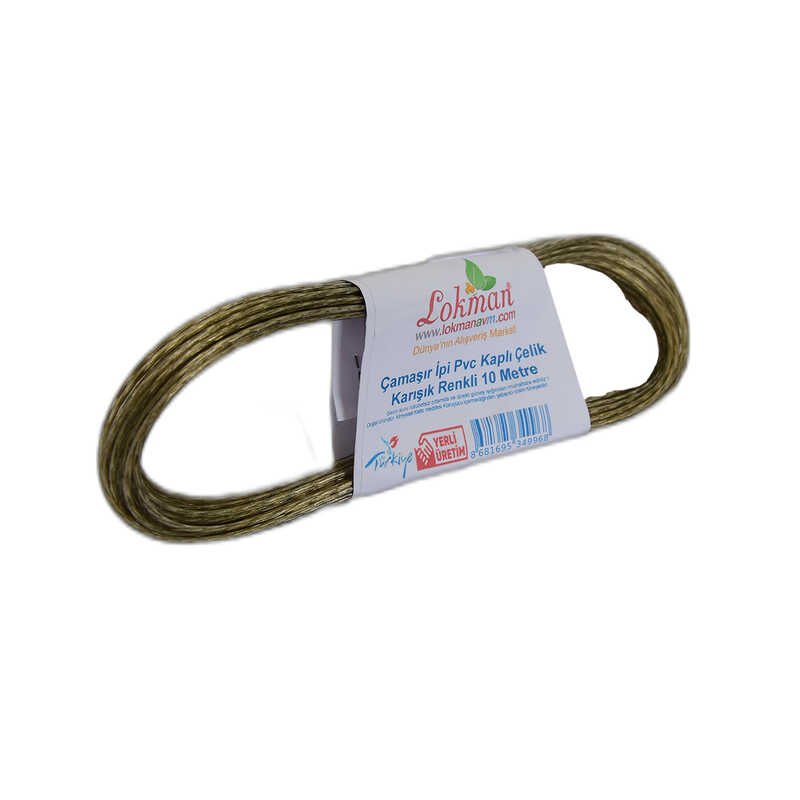 LOKMANAVM ÇAMAŞIR İPİ PVC KAPLI ÇELİK KARIŞIK RENKLİ 10 METRE 1 ADET