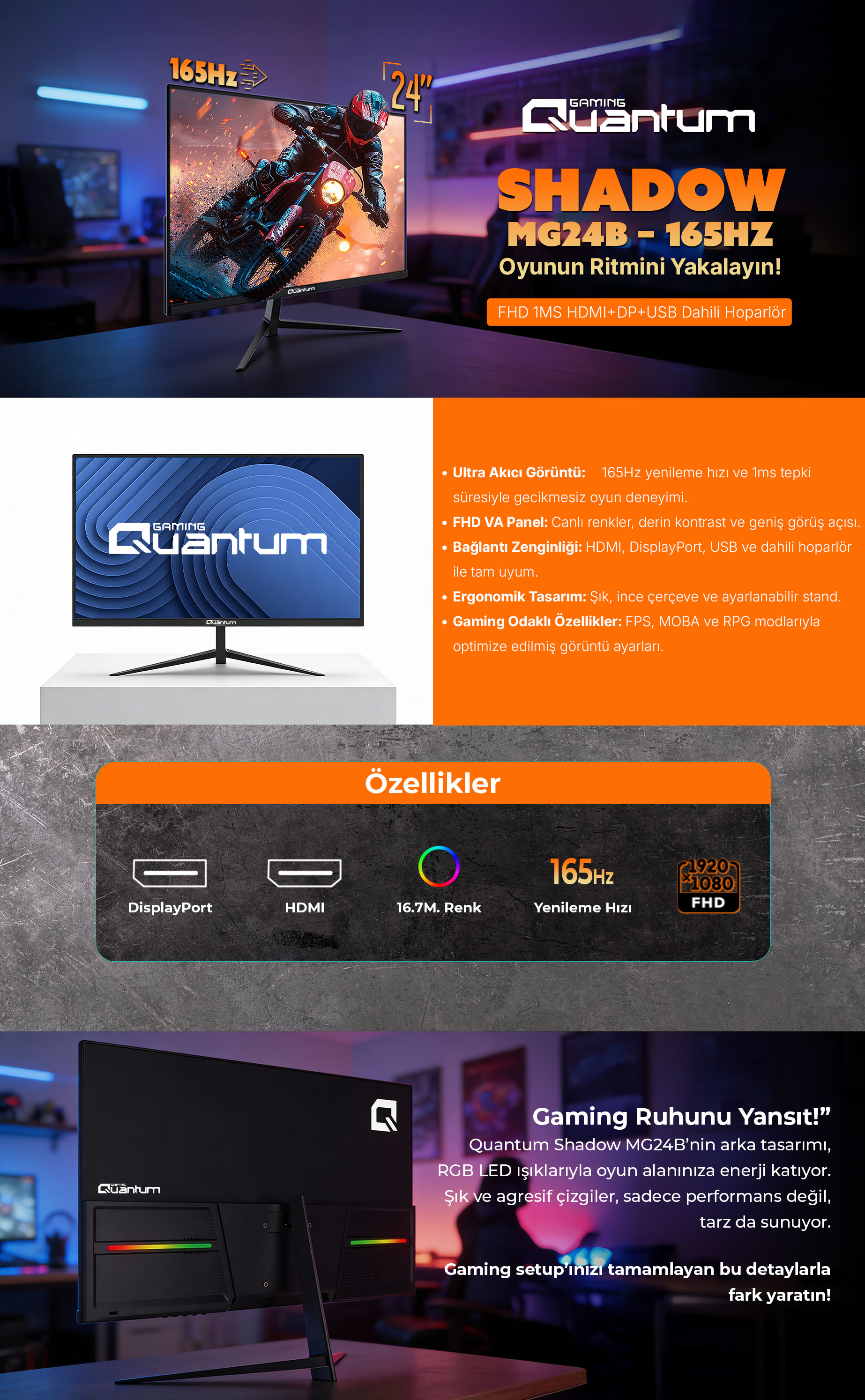 Quantum Gaming Shadow MG24B 165Hz 1ms Fhd IPS 23.8 Flat Fiyatı