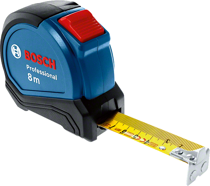 Hassas ölçüm için Bosch 8m profesyonel şerit metre.