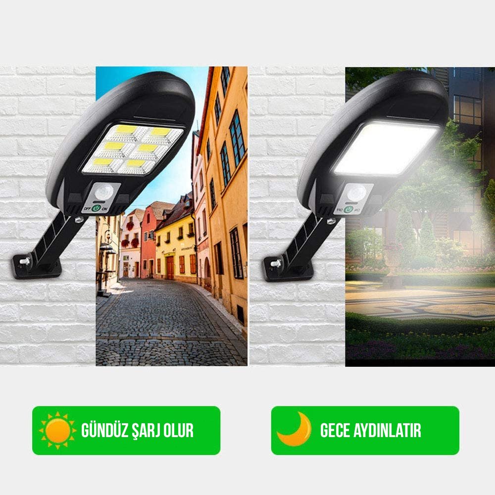 Powermaster CL-181-6 48 Cob Ledli 3 Modlu Sensörlü Solar Sokak Duvar Lambası İçerik