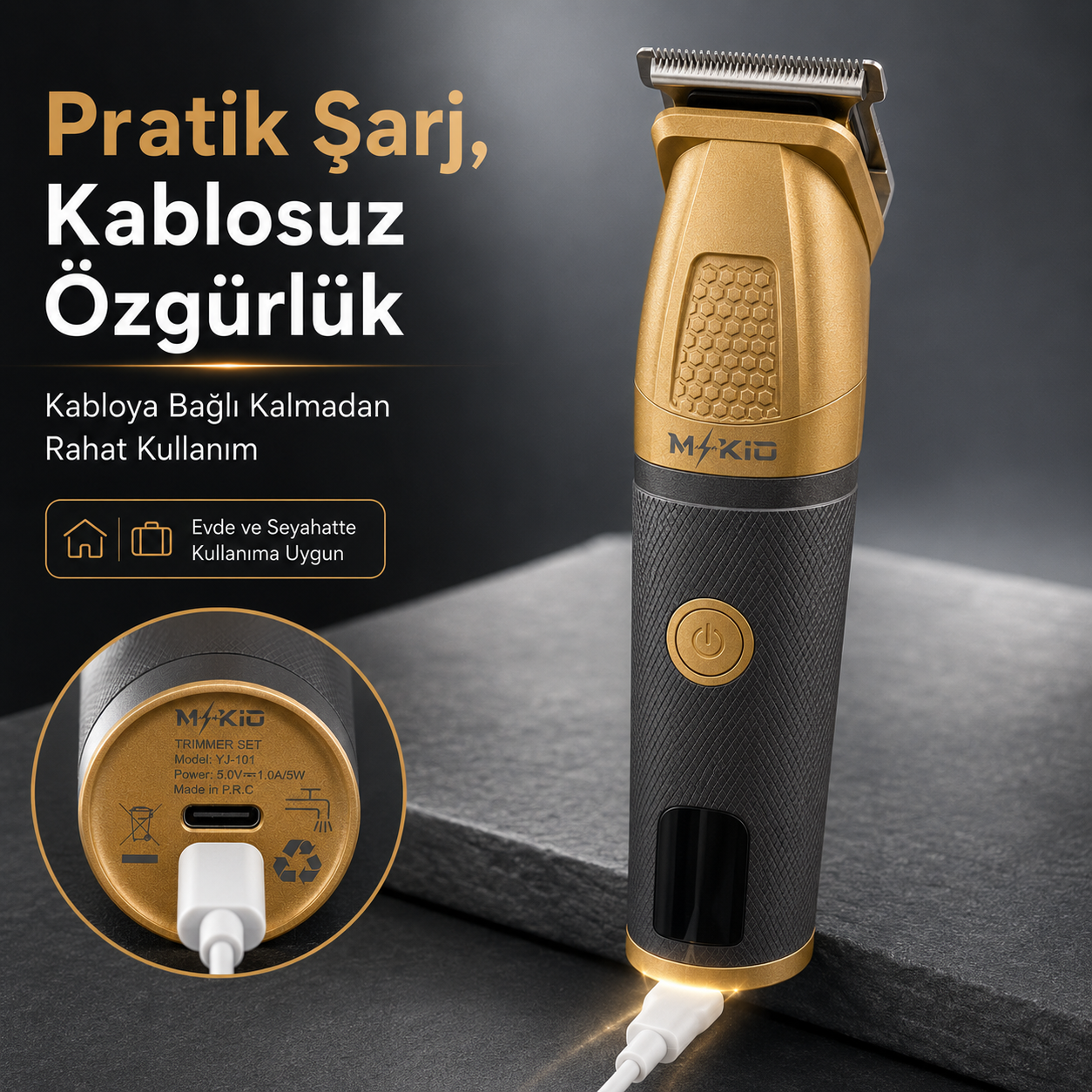 MKİO USB şarj ve kablosuz kullanım