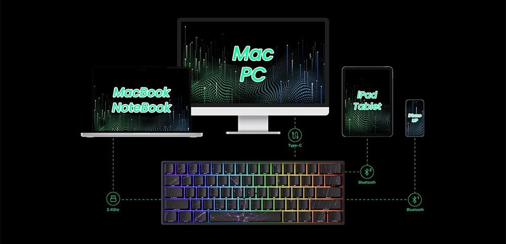 Akko Monsgeek Fun60 Max Shine Through Black Gaming Klavye H4