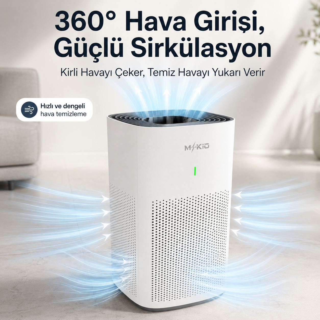 MKİO 360 derece hava girişi ve üstten temiz hava çıkışı