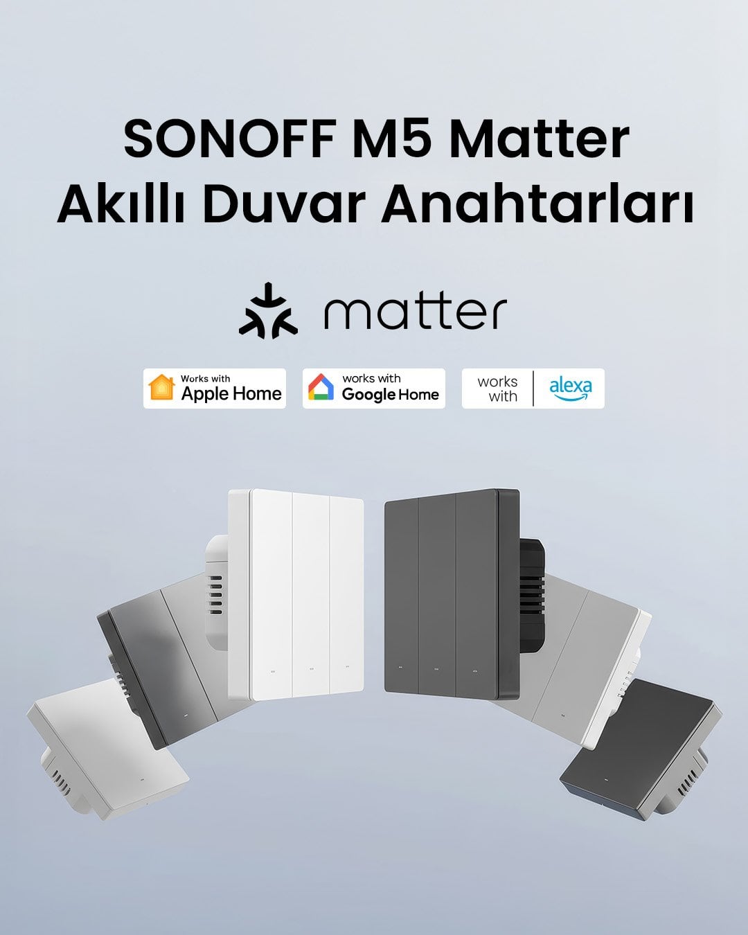 SONOFF M5 Matter Koyu Gri Akıllı Duvar Anahtarı